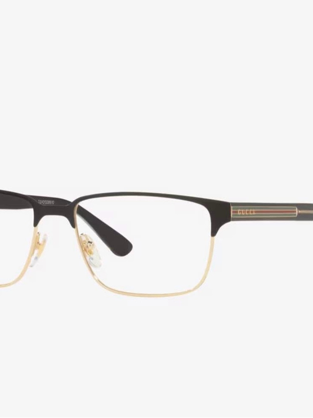 Gucci Black and Gold Half-Rim Eyeglasses